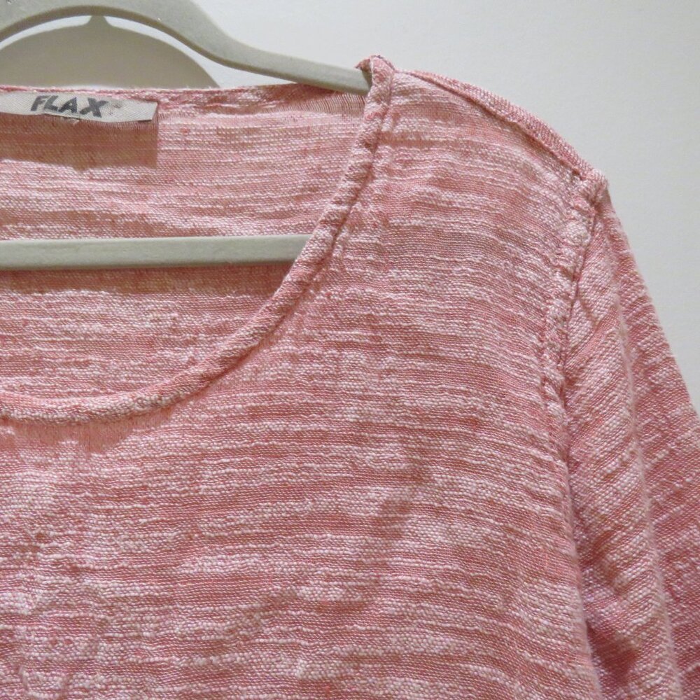 FLAX Linen Blend Textured Tunic Top in Light Red Lagenlook Flowy Comfy - Picture 6 of 14